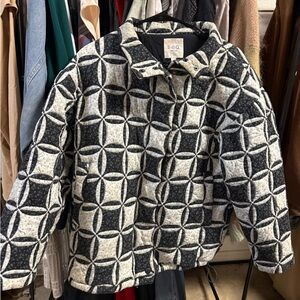 Sea New York Black and White Patterned Puffer Jacket